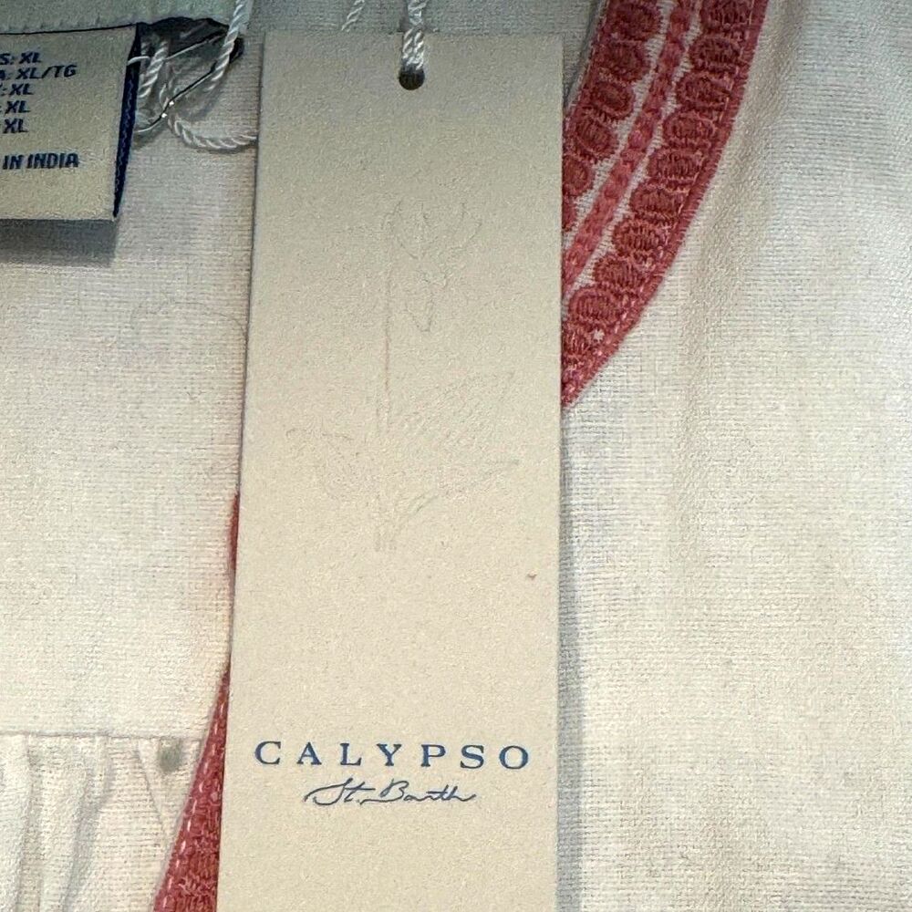 NWT Calypso St. Barth Women's White Blouse Pink Floral Embroidery Boho Size XL - Picture 10 of 11